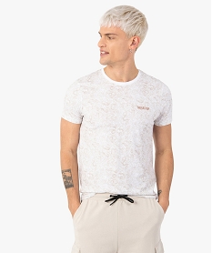 GEMO Tee-shirt homme à manches courtes et motif all over Blanc