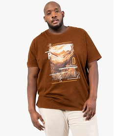 GEMO Tee-shirt homme grande taille avec motif montagne Brun