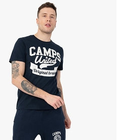 GEMO Tee-shirt homme à manches courtes avec inscription – Camps United Bleu