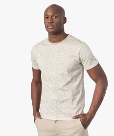 GEMO Tee-shirt homme à manches courtes et motifs graphiques Blanc