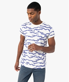 GEMO Tee-shirt homme imprimé bicolore Bleu