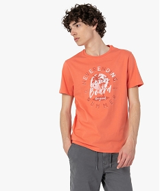 GEMO Tee-shirt homme à manches courtes avec motif estival Orange