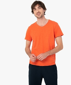 GEMO Tee-shirt homme à manches courtes et col V Orange