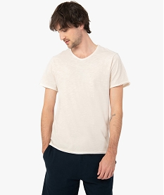 GEMO Tee-shirt homme à manches courtes et col V Blanc