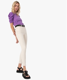 jean femme coupe skinny taille haute beigeF870201_1