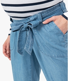 pantalon de grossesse en lyocell avec bandeau extensible blanc pantalonsF872201_2