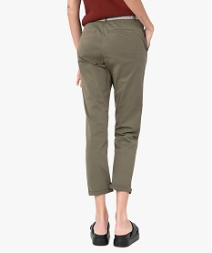pantalon femme en toile avec ceinture tissee vert pantalonsF872301_3