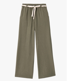 pantalon femme contenant du lin avec ceinture a nouer vert pantalonsF872501_4