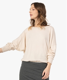 tee-shirt femme a manches longues en maille beige t-shirts manches longuesF917501_2