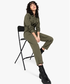 GEMO Combinaison pantalon femme avec ouverture zippée Vert