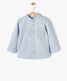 GEMO Chemise bébé garçon manches longues avec col mao Bleu