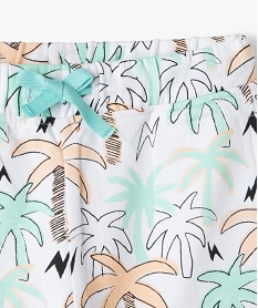 bermuda bebe garcon en jersey imprime palmiers a taille elastiquee blanc shortsF938301_2