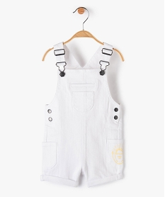 GEMO Salopette bébé garçon courte en denim stretch coloré Blanc