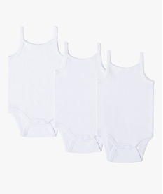 GEMO Bodies bébé à bretelles (lot de 3) 100% coton biologique Blanc