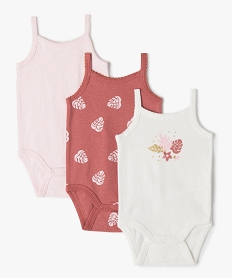 GEMO Body bébé à bretelles et motifs 100% coton biologique (lot de 3) Rose