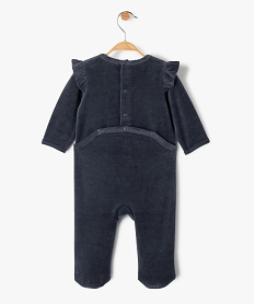 pyjama bebe fille en velours avec volants sur les epaules bleuF982501_3