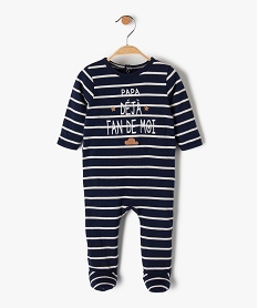 GEMO Pyjama bébé en jersey rayé avec inscription sur l’avant Bleu