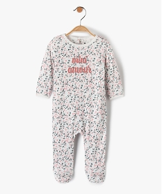 pyjama bebe fille en jersey a motifs fleuris avec message en velours beige pyjamas veloursF985601_1