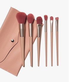 GEMO Set de 6 pinceaux à maquillage avec pochette Rose