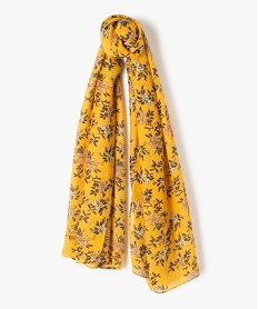 GEMO Foulard femme gaufré et fleuri Jaune