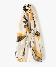 GEMO Foulard femme à motifs feuillage Jaune