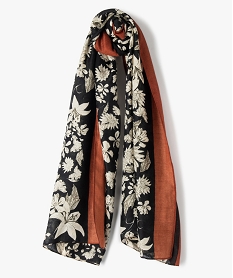 GEMO Foulard femme à motifs fleuris Noir