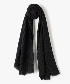 GEMO Foulard femme en maille gaufrée avec fil scintillant Noir