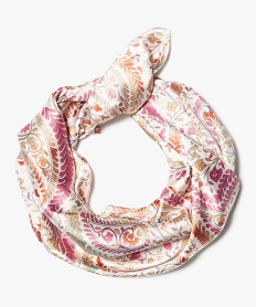 GEMO Foulard femme à motifs fleuris en matière satinée Beige