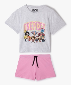 GEMO Pyjashort fille bicolore à motif – One Piece Gris