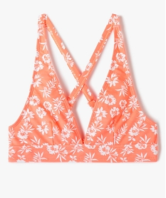 GEMO Haut de maillot de bain fille triangle à motifs fleuris Imprimé