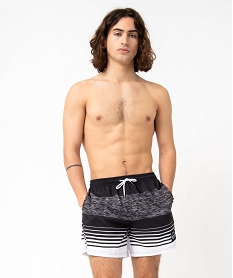 GEMO Short de bain homme à rayures Noir