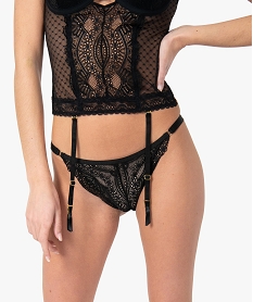 GEMO Culotte femme en dentelle et tulle Noir