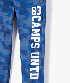 pantalon de sport garcon imprime camouflage - camps united bleu pantalonsG089401_2