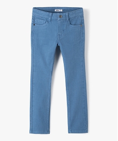 pantalon garcon uni coupe slim extensible bleu pantalonsG093901_1