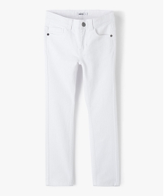 GEMO Pantalon garçon uni coupe Slim extensible Blanc