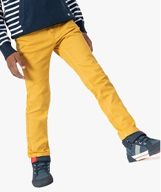 pantalon garcon uni coupe slim extensible jaune pantalonsG094201_1