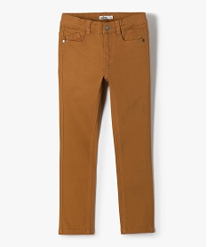 pantalon garcon coupe skinny en toile extensible brun pantalonsG094301_1