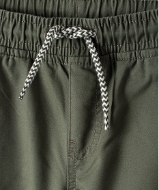 pantalon garcon en toile avec taille et chevilles elastiquees vert pantalonsG094701_2