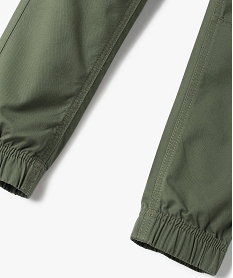 pantalon garcon en toile avec taille et chevilles elastiquees vert pantalonsG094701_3