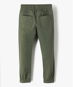 pantalon garcon en toile avec taille et chevilles elastiquees vert pantalonsG094701_4