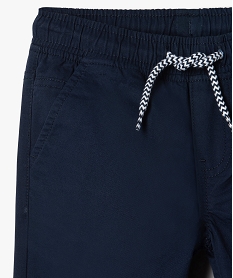 pantalon garcon en toile avec taille et chevilles elastiquees bleuG094801_2