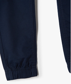 pantalon garcon en toile avec taille et chevilles elastiquees bleuG094801_3