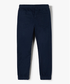 pantalon garcon en toile avec taille et chevilles elastiquees bleuG094801_4
