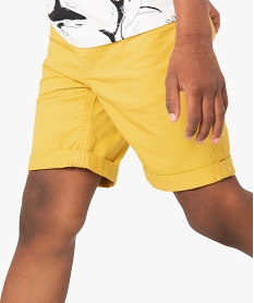 bermuda garcon en coton twill uni a revers jaune shorts bermudas et pantacourtsG095801_1