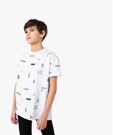 tee-shirt garcon imprime a manches courtes blancG116601_1