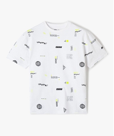tee-shirt garcon imprime a manches courtes blancG116601_2
