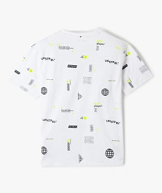 tee-shirt garcon imprime a manches courtes blancG116601_4