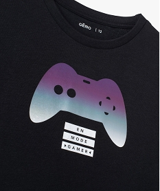 tee-shirt garcon a manches courtes imprime geek noirG116701_2