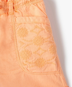 short fille ample a taille elastiquee et broderies - lulucastagnette orangeG127101_2