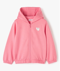 GEMO Sweat fille irisé zippé à capuche Rose